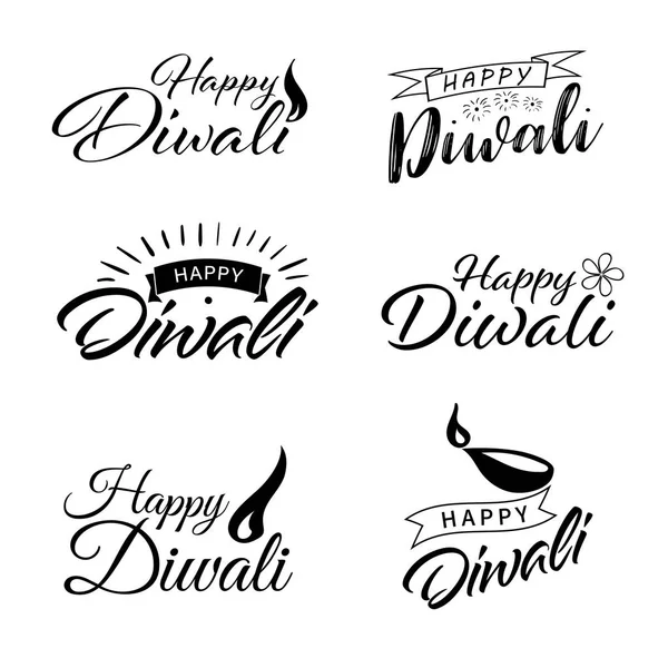 Feliz Diwali. Cepillo escrito a mano texto negro. Hermosa invitación de letras, saludo, grabados, carteles. Inscripción tipográfica, vector de diseño caligráfico — Vector de stock