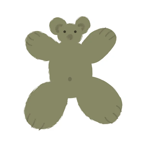 Медвежонок в стиле мультфильма с большой крышкой и маленькой головой. Изолированный на белом фоне — стоковый вектор