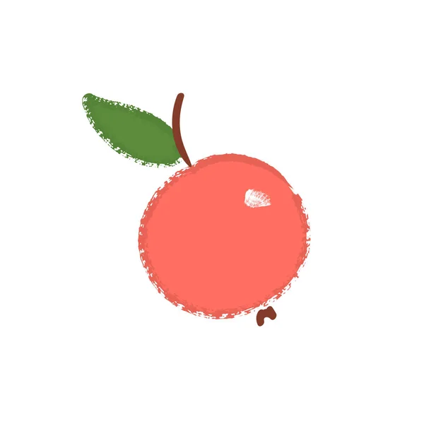 Manzana vectorial. Ilustración de frutas para el menú del mercado agrícola. Diseño de alimentos saludables. Ilustración dibujada a mano con textura ruidosa . — Vector de stock
