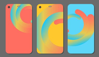 Cep telefonu kapağı ve ekran için set moda soyut süsler. Kırpma maskesi görünür parçası. Örnek yazdırma işleminden sonra Kırpma maskesini bırak için hazırdır. Vektör