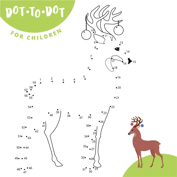 Csatlakoztassa a pontok rajzolása az állati oktatási játék a gyermekek őz — Stock Vector