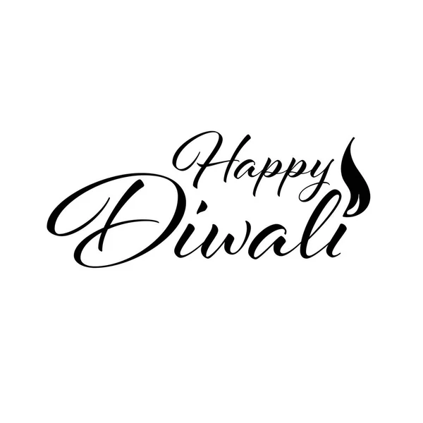 Handgeschreven belettering type samenstelling van Happy Diwali met vuur vlam. Typografie poster voor Diwali Festival. — Stockvector