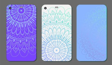 Telefon servis talebi mandala tasarım kümesi. Vintage dekoratif öğeler. Elle çizilmiş arka plan. Islam, Arapça, Indian, Osmanlı motifleri