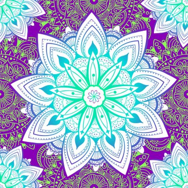 Mandala ile süslenmemiş desen. Klasik, desenli elementler. Süs. Geleneksel, etnik, Türk, Hint motifleri. Kumaş ve tekstil için harika, duvar kağıdı, ambalaj ya da herhangi bir istenen fikir için.