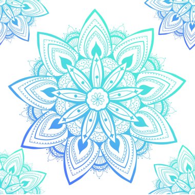 Mandala ile süslenmemiş desen. Klasik, desenli elementler. Süs. Geleneksel, etnik, Türk, Hint motifleri. Kumaş ve tekstil için harika, duvar kağıdı, ambalaj ya da herhangi bir istenen fikir için.