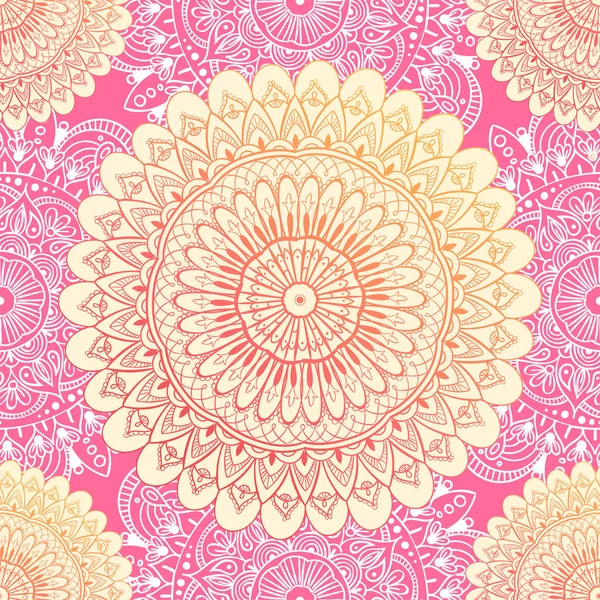 Decoratief naadloos patroon met mandala. Vintage, paisley elementen. Een sieraad. Traditionele, etnische, Turkse, Indiase motieven. Ideaal voor stof en textiel, behang, verpakking of elk gewenst idee — Stockvector