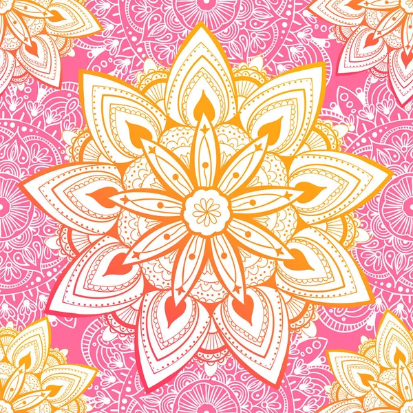 Decoratief naadloos patroon met mandala. Vintage, paisley elementen. Een sieraad. Traditionele, etnische, Turkse, Indiase motieven. Ideaal voor stof en textiel, behang, verpakking of elk gewenst idee — Stockvector