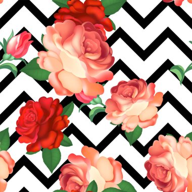 Çiçekler, suluboya ile sorunsuz çiçek desenli. Vektör çizim.