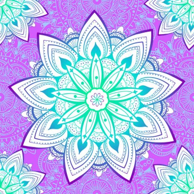 Mandala ile süslenmemiş desen. Klasik, desenli elementler. Süs. Geleneksel, etnik, Türk, Hint motifleri. Kumaş ve tekstil için harika, duvar kağıdı, ambalaj ya da herhangi bir istenen fikir için.