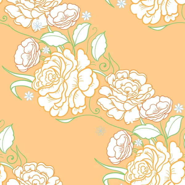 Płynne tło z różowymi róż. Ozdobna wzór z pięknym ogrodem motywem kwiatowym. Świetnie nadaje się do tkanin i tekstyliów, tapet, opakowań lub wszelkich pożądanych pomysłów. — Wektor stockowy