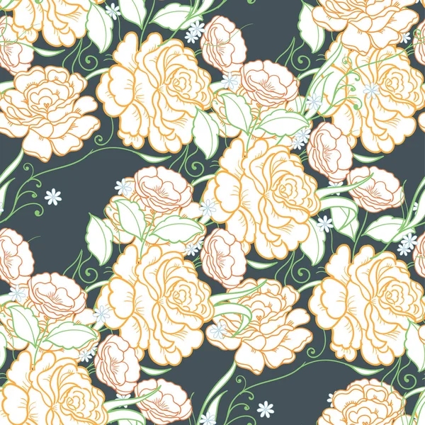 Fondo sin costuras con rosas rosadas. Patrón ornamental con hermoso motivo floral de jardín. Ideal para tela y textil, papel pintado, embalaje o cualquier idea deseada . — Vector de stock