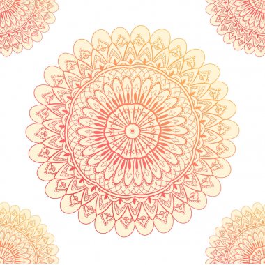 Mandala ile süslenmemiş desen. Klasik, desenli elementler. Süs. Geleneksel, etnik, Türk, Hint motifleri. Kumaş ve tekstil için harika, duvar kağıdı, ambalaj ya da herhangi bir istenen fikir için.