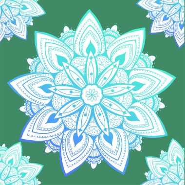 Mandala ile süslenmemiş desen. Klasik, desenli elementler. Süs. Geleneksel, etnik, Türk, Hint motifleri. Kumaş ve tekstil için harika, duvar kağıdı, ambalaj ya da herhangi bir istenen fikir için.