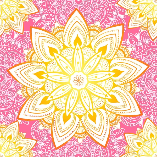 Decoratief naadloos patroon met mandala. Vintage, paisley elementen. Een sieraad. Traditionele, etnische, Turkse, Indiase motieven. Ideaal voor stof en textiel, behang, verpakking of elk gewenst idee — Stockvector