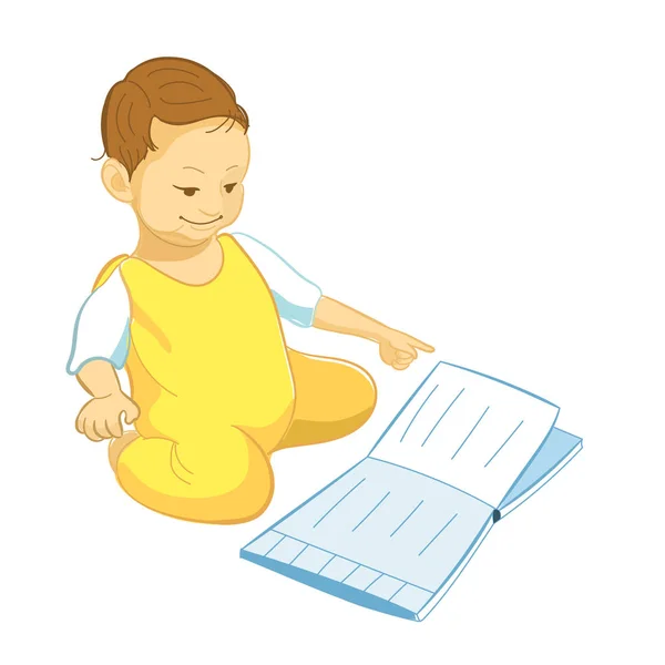 Illustration eines Babys beim Lesen eines Buches — Stockvektor