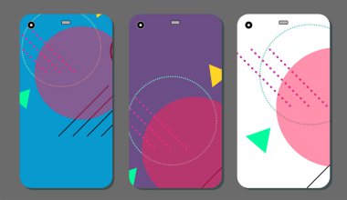 Cep telefonu kapağı ve ekran için set moda soyut süsler. Kırpma maskesi görünür parçası. Örnek yazdırma işleminden sonra Kırpma maskesini bırak için hazırdır. Vektör