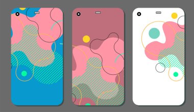 Cep telefonu kapağı ve ekran için set moda soyut süsler. Kırpma maskesi görünür parçası. Örnek yazdırma işleminden sonra Kırpma maskesini bırak için hazırdır. Vektör