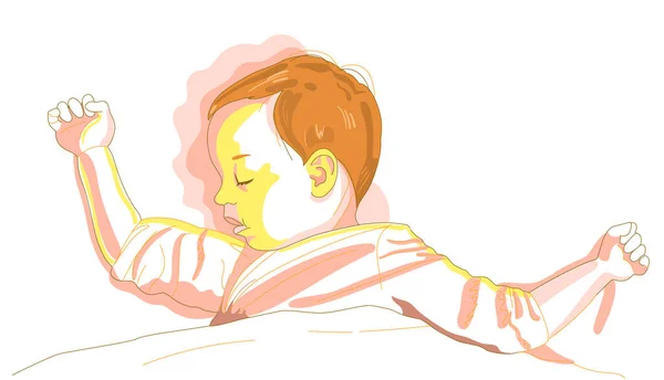 Векторна ілюстрація реалістичної дитини, що спить у ліжку — стоковий вектор