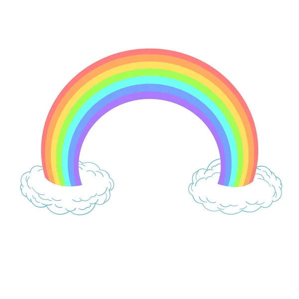 Arco-íris e nuvens em estilo bonito desenho animado. Vetor —  Vetores de Stock