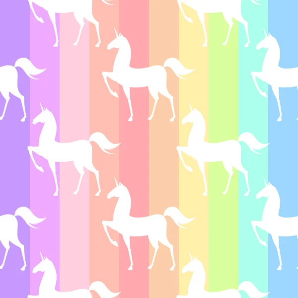 Patrón sin costuras con unicornios estilizados. Ilustración en colores rosa, azul, ultravioleta — Vector de stock