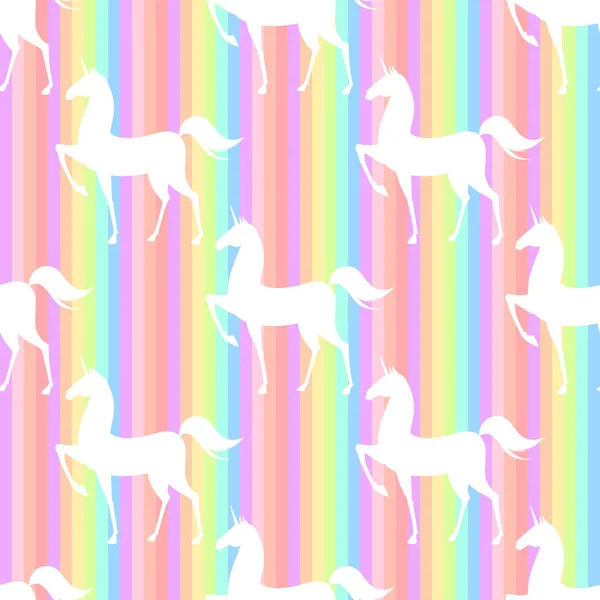 Patrón sin costuras con unicornios estilizados. Ilustración en colores rosa, azul, ultravioleta — Vector de stock