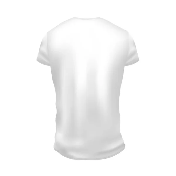 Men s white t-shirt with short sleeve mockup. Front, side and back view on white background. Vector template. — Stock Vector