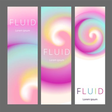 Modern soyut dikey afiş ayarlayın. Serin degrade şekiller kompozisyon. Fütüristik tasarım.