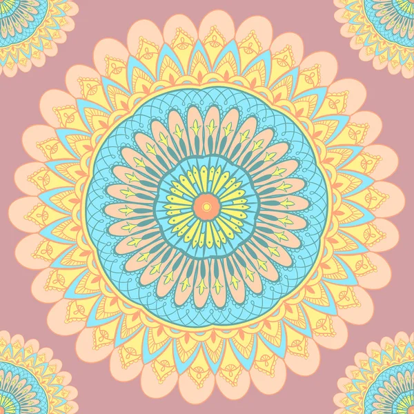 Nahtlose Musterfliese mit Mandalas. Vintage dekorative Elemente. Handgezeichneter Hintergrund. islam, arabisch, indisch, osmanisch. perfekt zum Bedrucken von Textilien oder Verpackungen, Oberflächenstrukturen, Farbgebung — Stockvektor