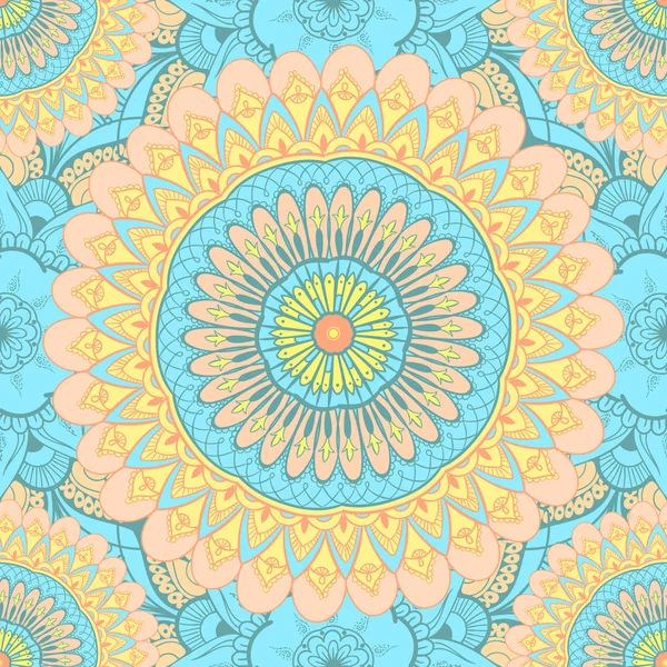 Nahtlose Musterfliese mit Mandalas. Vintage dekorative Elemente. Handgezeichneter Hintergrund. islam, arabisch, indisch, osmanisch. perfekt zum Bedrucken von Textilien oder Verpackungen, Oberflächenstrukturen, Farbgebung — Stockvektor