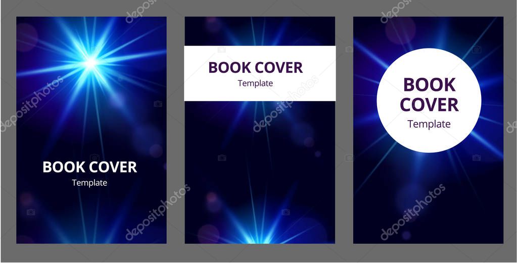 Modern abstract brochure covers set. Reliastic light flare. Futuristic design.
