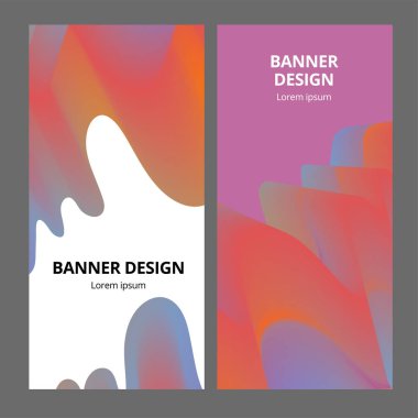 Modern soyut dikey afiş ayarlayın. Serin degrade şekiller kompozisyon. Fütüristik tasarım.