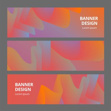 Modern soyut horisontal afiş ayarlayın. Serin degrade şekiller kompozisyon. Fütüristik tasarım.