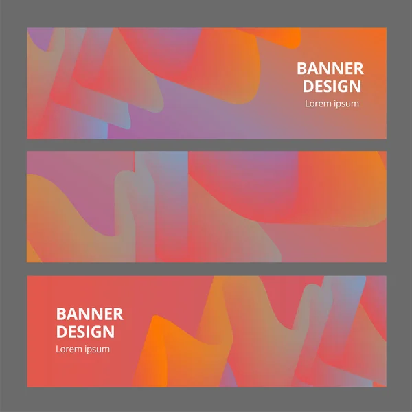 Modern abstract horisontal banners set. Cool gradient shapes composition. Futuristic design. — Stock Vector