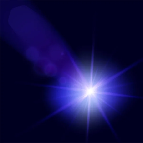 Φουτουριστικό εφέ φωτισμού δέσμης. Πολύχρωμη φωτοβολίδα φακών. Αστέρι, έκρηξη και ηλεκτρική ενέργεια. Διάνυσμα — Διανυσματικό Αρχείο