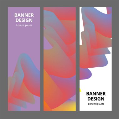 Modern soyut dikey afiş ayarlayın. Serin degrade şekiller kompozisyon. Fütüristik tasarım.