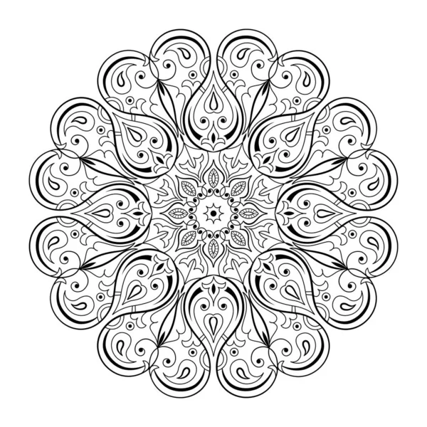 Çiçek mandala şeklinde dairesel desen. Klasik dekoratif elementler. Doğulu desen, vektör illüstrasyonu.