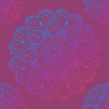 Mandala ile süslenmemiş desen. Klasik, desenli elementler. Süs. Geleneksel, etnik, Türk, Hint motifleri. Kumaş ve tekstil için harika, duvar kağıdı, ambalaj ya da herhangi bir istenen fikir için.