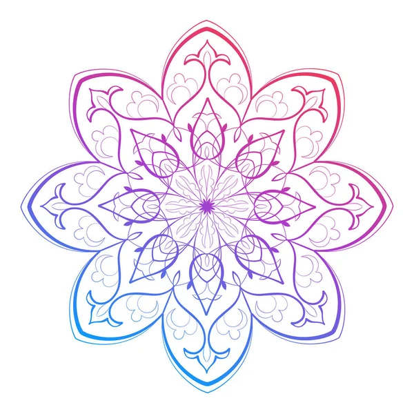Vecteur mandala à gradient rond. Ornement oriental traditionnel avec un dégradé concentrique. Élément vectoriel pour l'application aux objets pour le yoga, la méditation, les pratiques spirituelles. — Image vectorielle