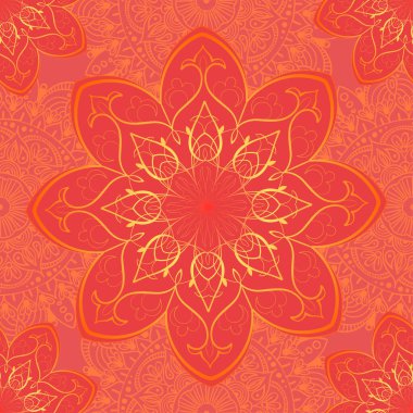 Mandala ile süslenmemiş desen. Klasik, desenli elementler. Süs. Geleneksel, etnik, Türk, Hint motifleri. Kumaş ve tekstil için harika, duvar kağıdı, ambalaj ya da herhangi bir istenen fikir için.