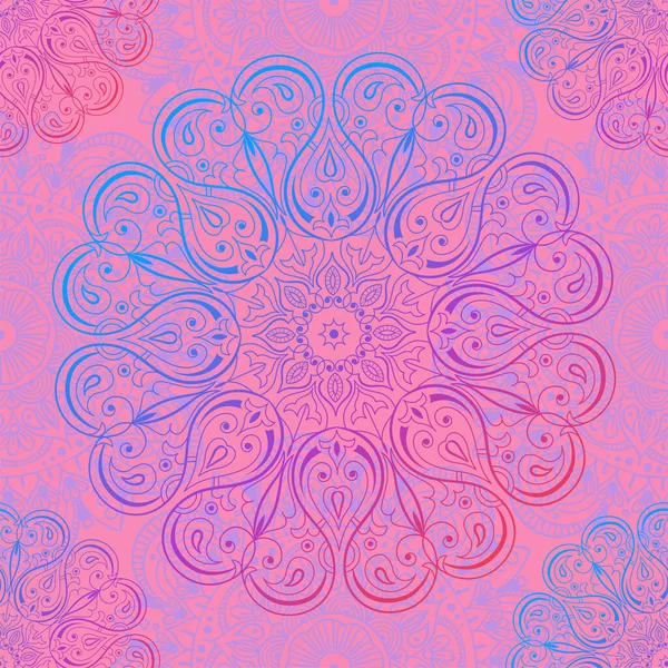 Patrón sin costura ornamental con mandala. Vintage, elementos paisley. Adorno. Motivos tradicionales, étnicos, turcos, indios. Ideal para tela y textil, papel pintado, embalaje o cualquier idea deseada — Archivo Imágenes Vectoriales