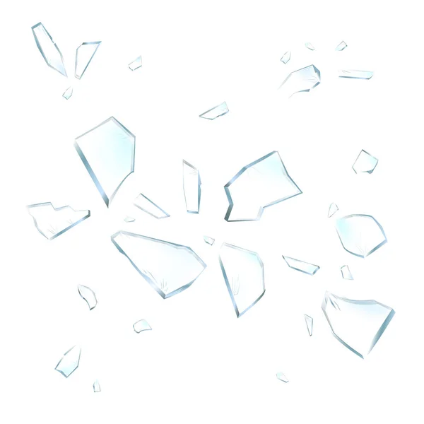Kırık cam parçaları. Beyaz arka planda kırık camlar. Vektör gerçekçi illüstrasyon