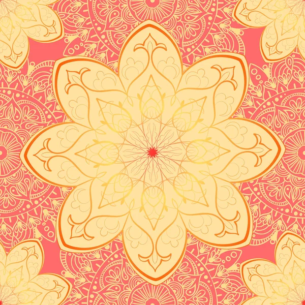 Motif ornemental sans couture avec mandala. Éléments vintage et paisibles. Ornement. Motifs traditionnels, ethniques, turcs, indiens. Idéal pour le tissu et le textile, papier peint, emballage ou toute idée désirée — Image vectorielle