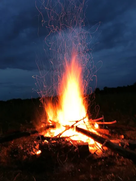 Beau Feu Joie Coucher Soleil — Photo