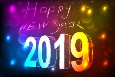 mutlu yeni yıl 2019 renkli arka plan üzerinde