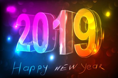 mutlu yeni yıl 2019 bokeh arka plan üzerinde