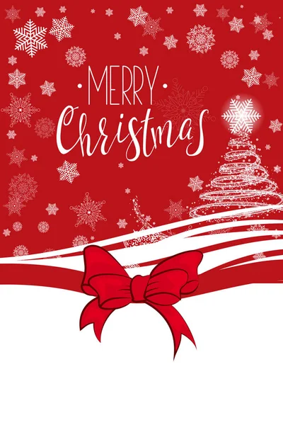 Kırmızı tebrik kartı Merry Christmas yay ile