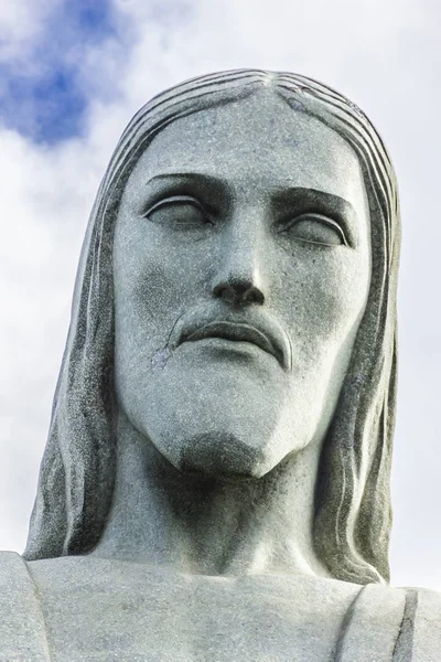 Impresionante Estatua Cabeza Piedra Corcovado Cristo Redentor Cima Río Janeiro —  Fotos de Stock