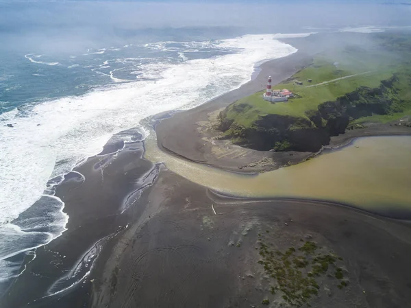 Widok Lotu Ptaka Ocean Spokojny Fale Rozbijające Się Wybrzeżu Chile — Zdjęcie stockowe