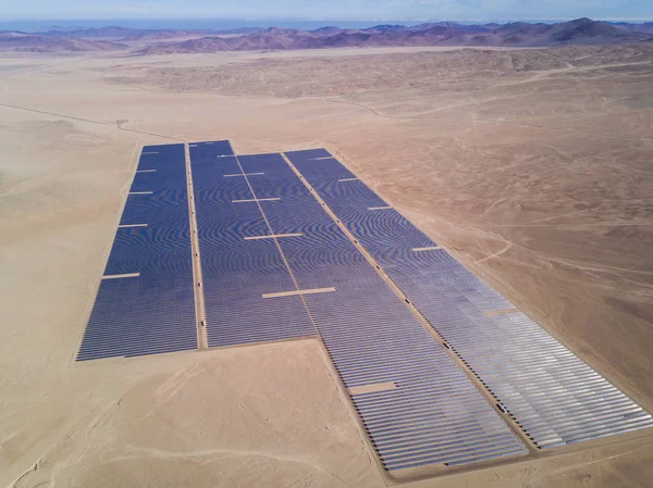 Egy Légi Drone Nézd Solar Energia Napelem Növény Atacama Sivatagban — Stock Fotó
