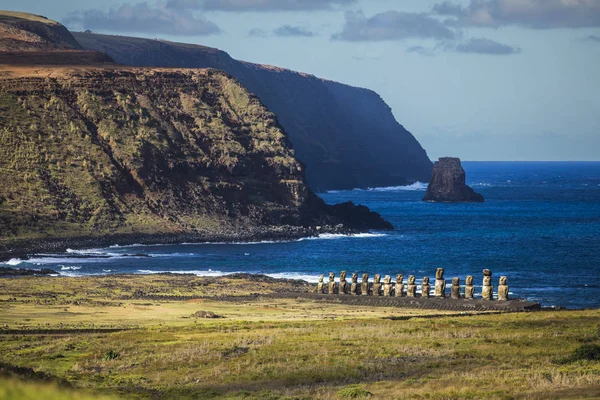 Kust Påskön Tittar Underbar Kust Rapa Nui Chile — Stockfoto
